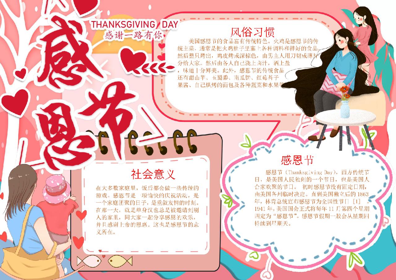学会感恩感恩节小报手抄报word模版
