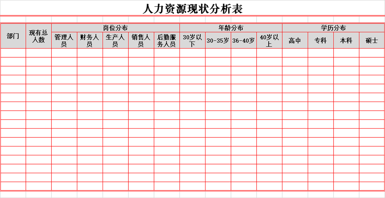 人力资源现状分析表