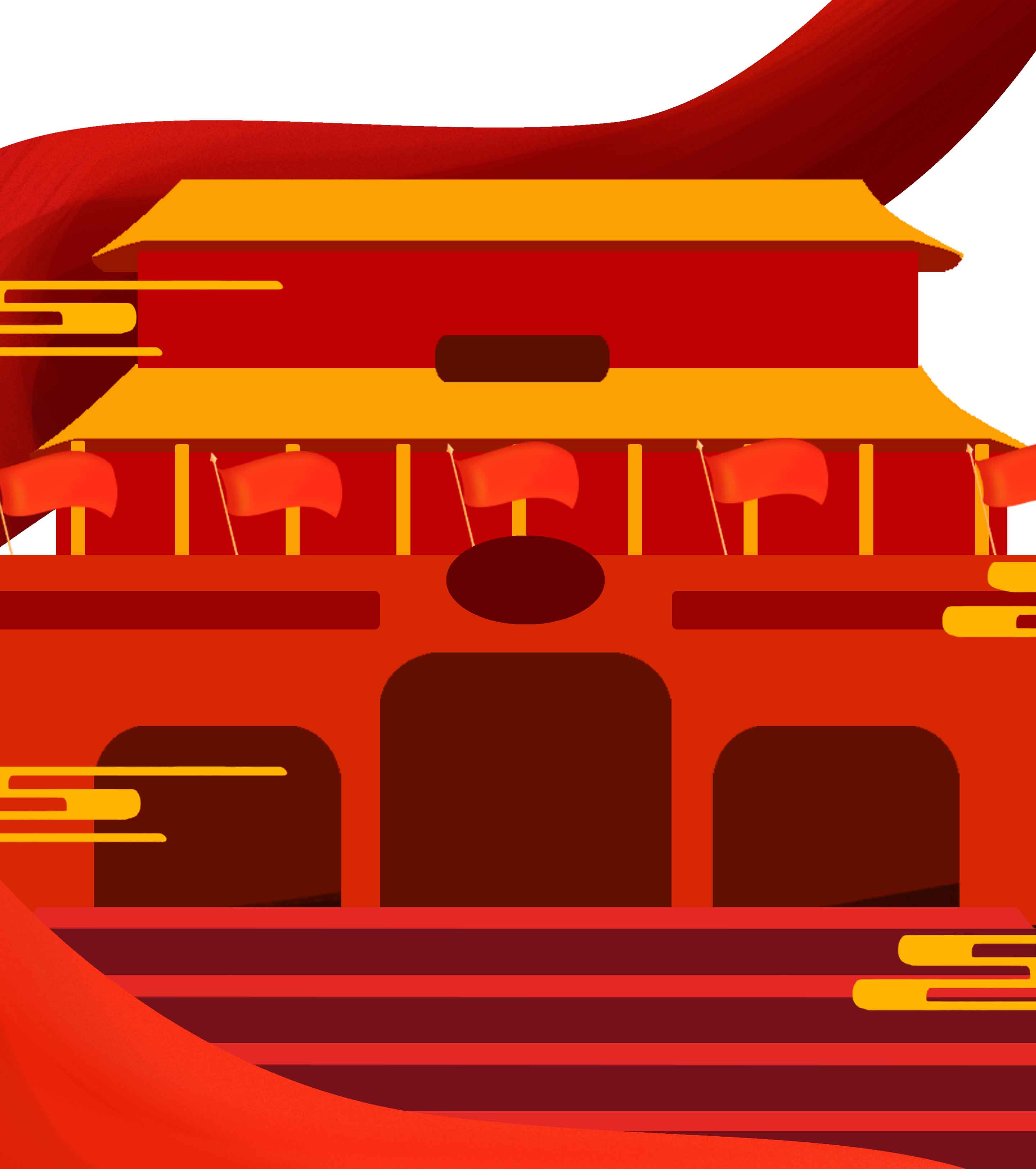 ppt,word,excel优质模板素材下载,红色手绘党政天安门红旗元素会员