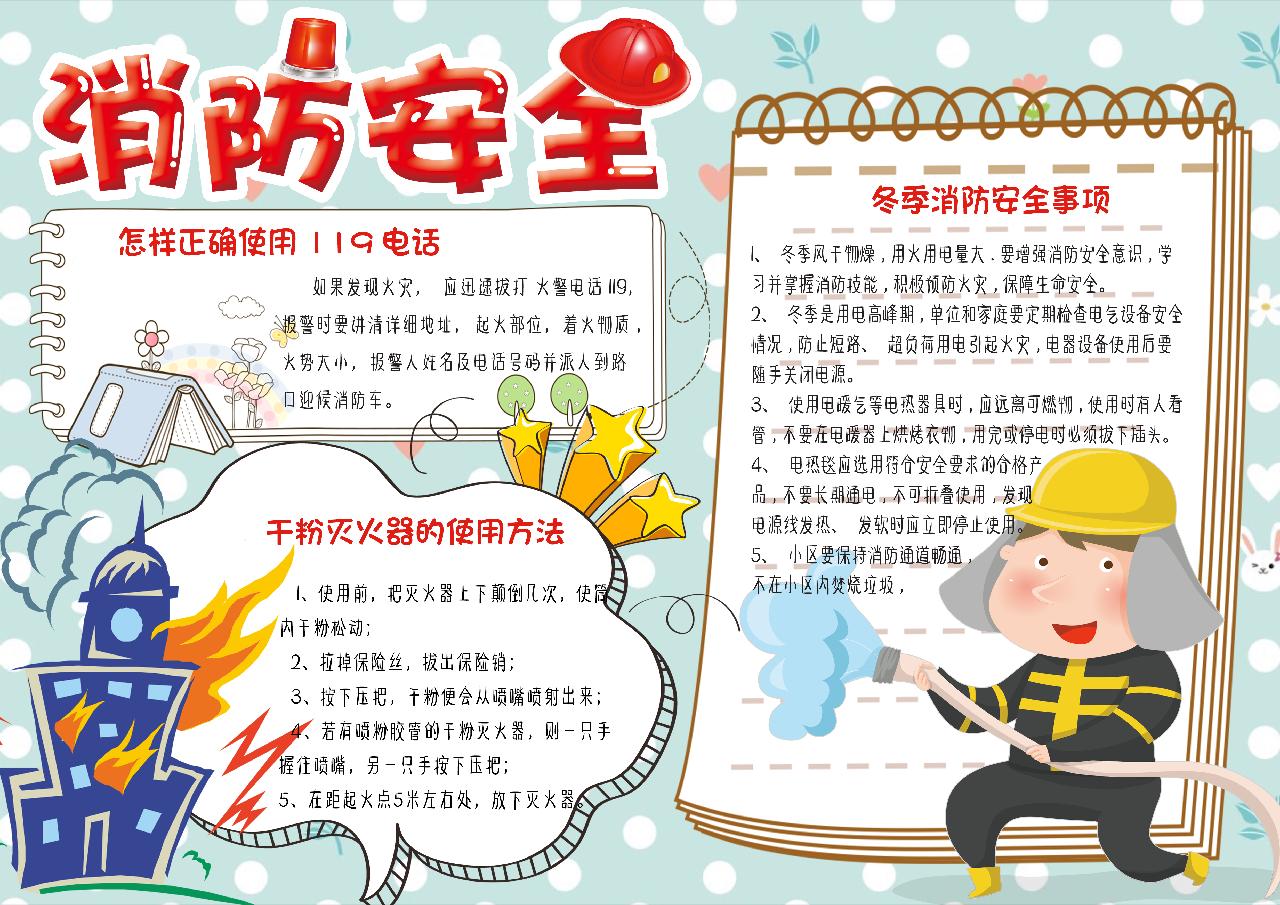 消防灭火器使用知识消防手抄报