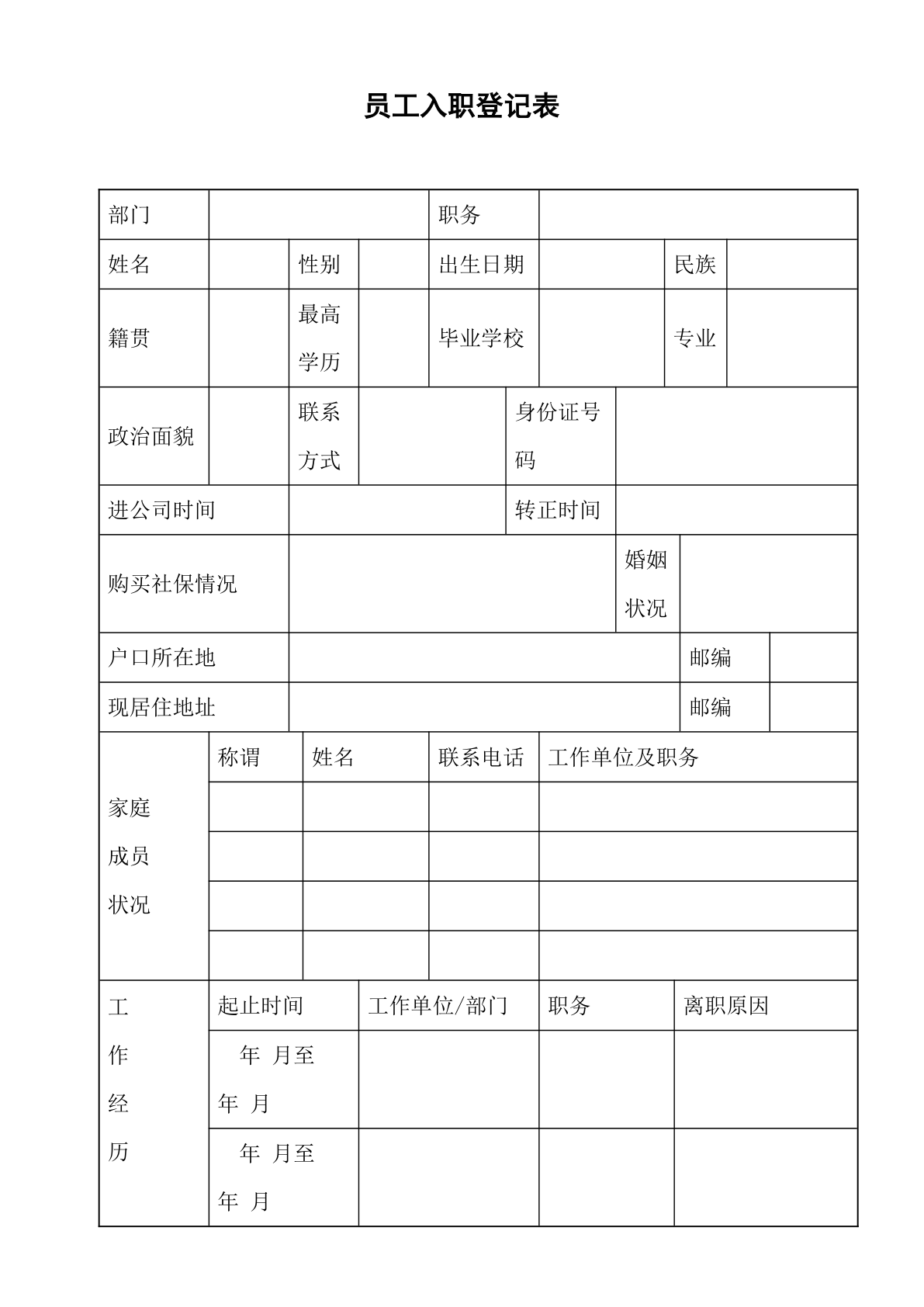 excel制作员工信息表